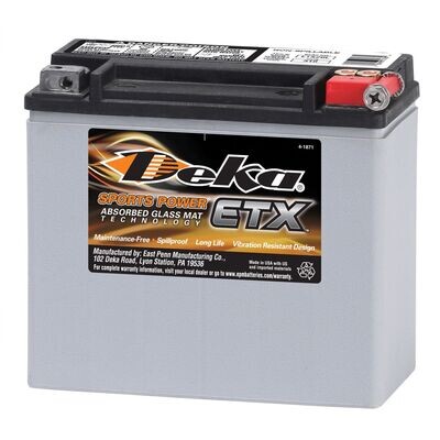 Deka ETX20L AGM Powersport Battery (BTX20L) – 12V