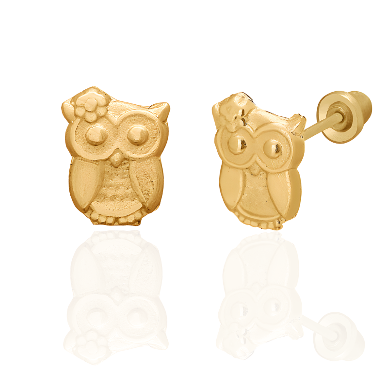 litle Owl Studs Gold 14K