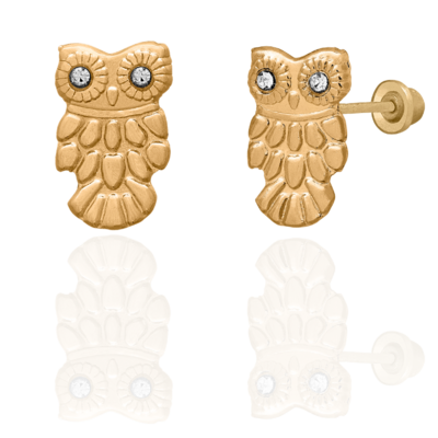 Owl Stud Earring Gold 14k.