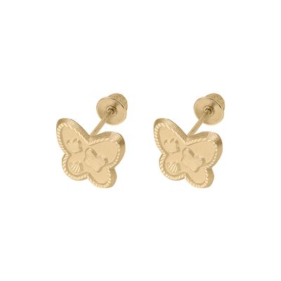 Tripe Butterfly  Studs Gold 14k.