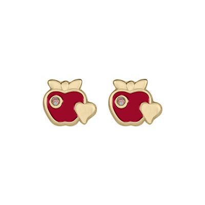 Enamel Red and Green Apple Stud Gold 14K