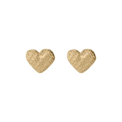 Love Heart Diamondcut Studs Gold 14k.