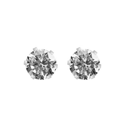 Cubic Zircoin #8-9 Studs Sterling Silver 925