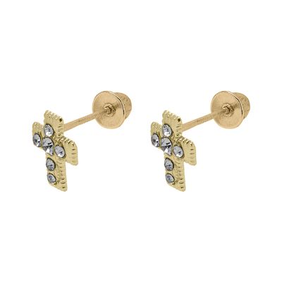 Cross CZ studs Gold 14K