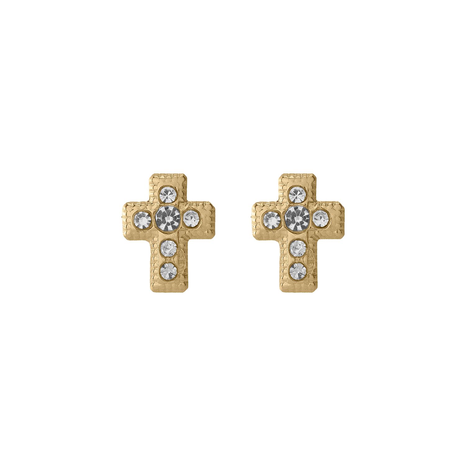 Cross CZ studs Gold 14K