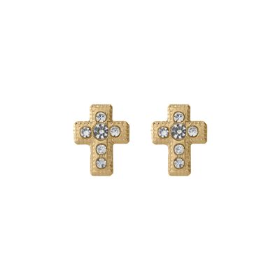 Cross CZ studs Gold 14K