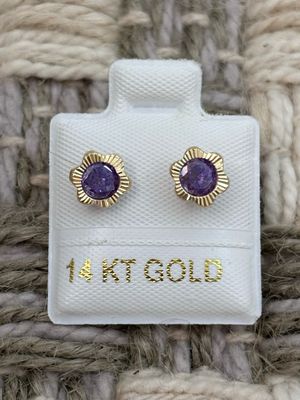 Bezel Flower Cubic Zircoin 5mm Gold 14K