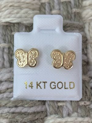 Butterfly Dots Studs Gold 14K