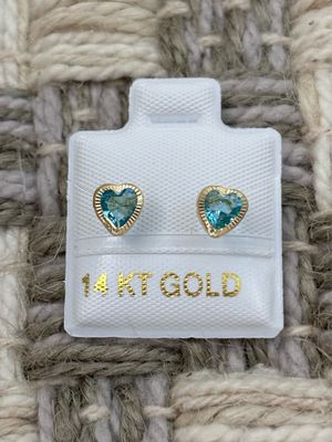 Heart-Bezel CZ Stud 5mm 14K Gold