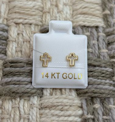 CRUZ SILUETA ORO 14K
