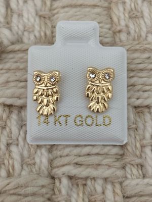 Owl Stud Earring Gold 14k.