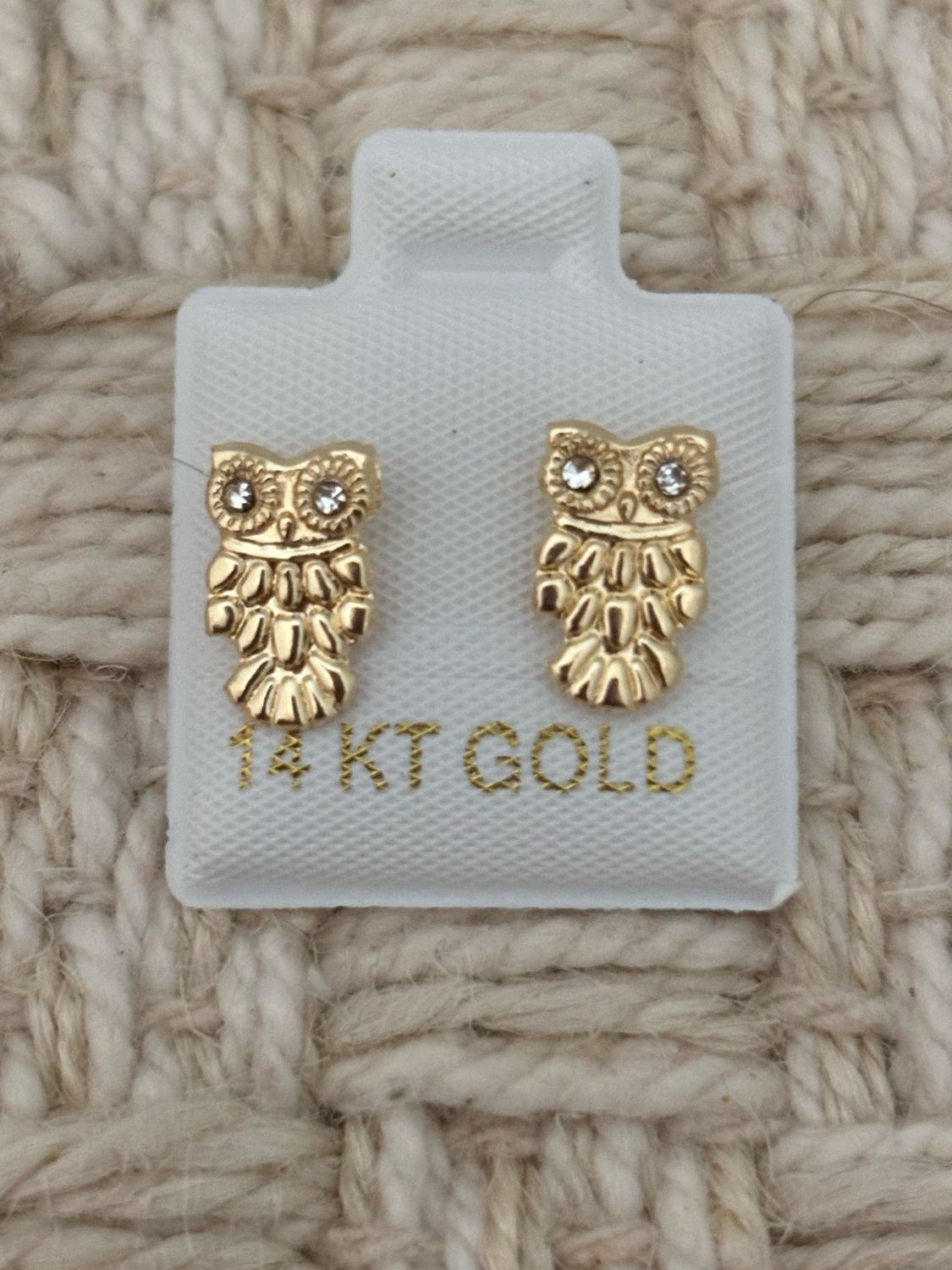 Owl Stud Earring Gold 14k.