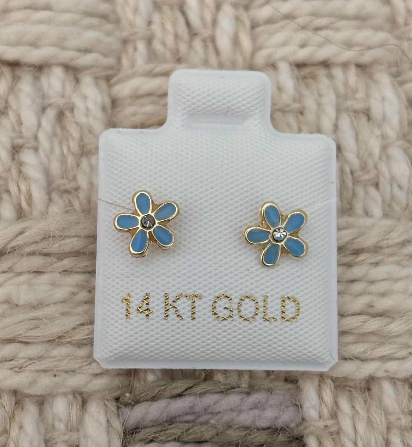 Enemel Petal Flower Studs Gold 14K