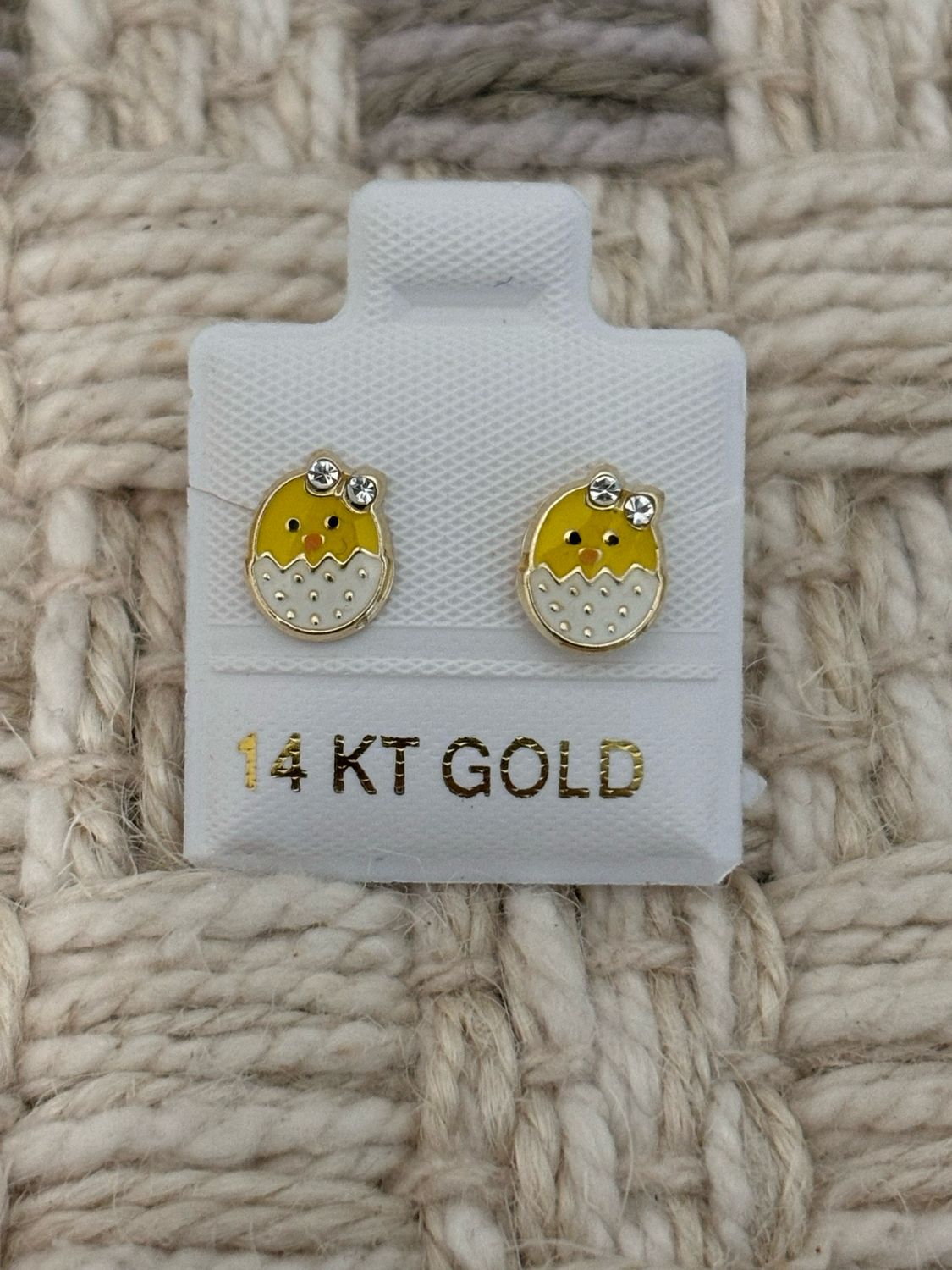 Enamel Chick Stud Gold 14K
