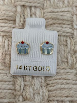 Cupcake  Studs Gold 14k.