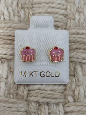 Cupcake  Studs Gold 14k.