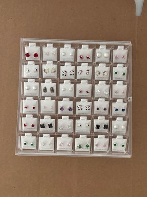 Acrylic Box With 36 Pairs Sterling Silver