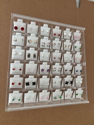 Acrylic Box With 36 Pairs Sterling Silver