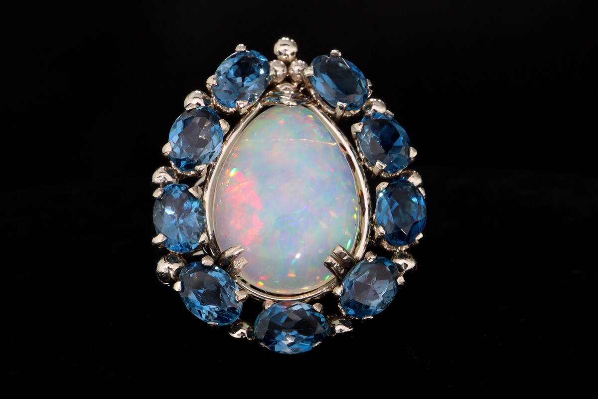 Elegant Opal and London Blue Topaz Ring Elegant Opal and London Blue Topaz Ring