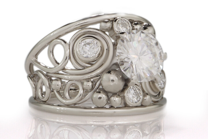 White Gold Swirl Ring