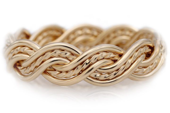 Six Strand Closed Weave Ring - Yellow Gold