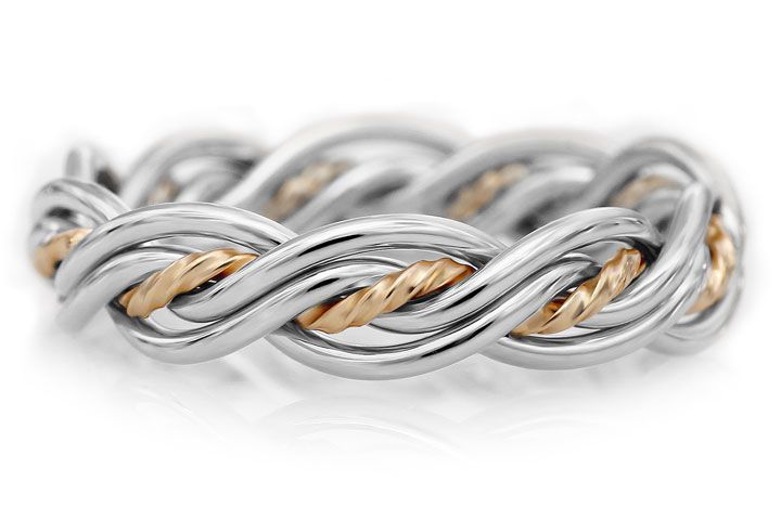 SILVER & GOLD 2-Tone - Five Strand SILVER Wedding Ring