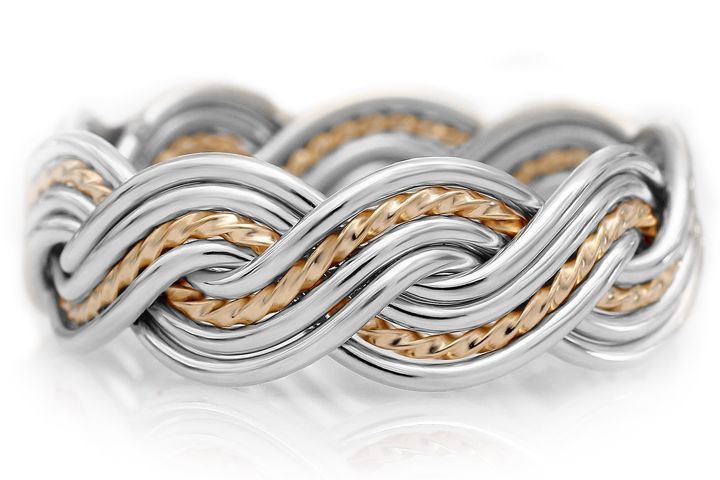 SILVER & GOLD 2-Tone - Eight Strand CLOSED- SILVER Wedding Ring