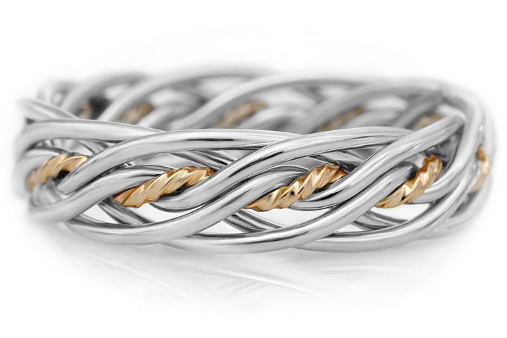 SILVER & GOLD 2-Tone - Seven Strand SILVER Wedding Ring