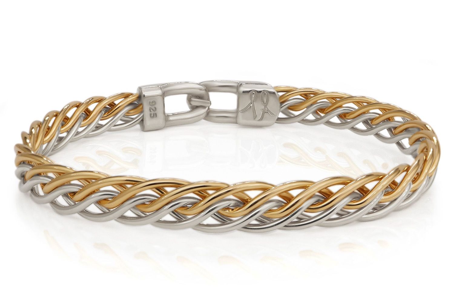 Two-Tone Woven Bracelet — Silver & Gold Harmony