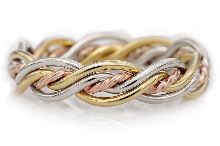 Five Strand Twist Weave Ring - Tri-Tone