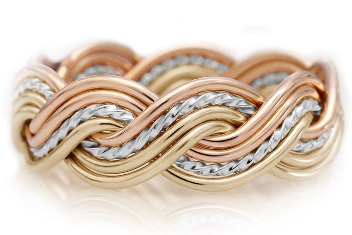 Eight Strand Closed Weave Tri Tone Ring
