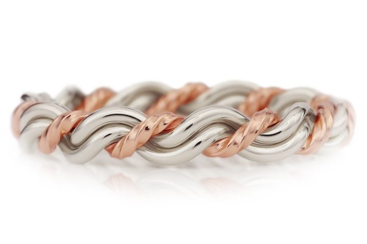 Two-Tone Cord of Three™ Love Wedding Ring in Platinum and Rose Gold