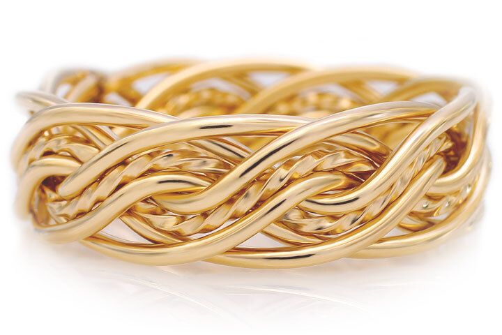 Eight Strand Double Weave Ring - Yellow Gold