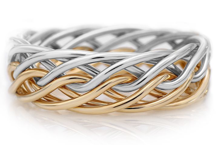 SILVER & GOLD 2-Tone - Eight Strand OPEN- SILVER Wedding Ring