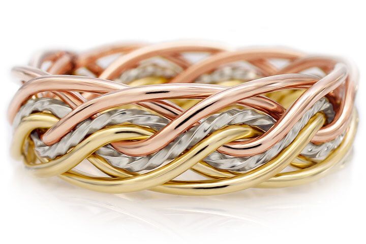 Eight Strand Double Weave Ring - Tri-Tone Braid