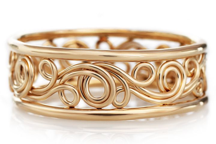 Unique Handmade Mother's Ring Unique Handmade Mother's Ring, Add Droplets: Do NOT add Droplets, Center Braid Metal: 14k Yellow Gold, Make Ring Tapered: Standard Non-Tapered, Outer Band Metal: 14k Yellow Gold
