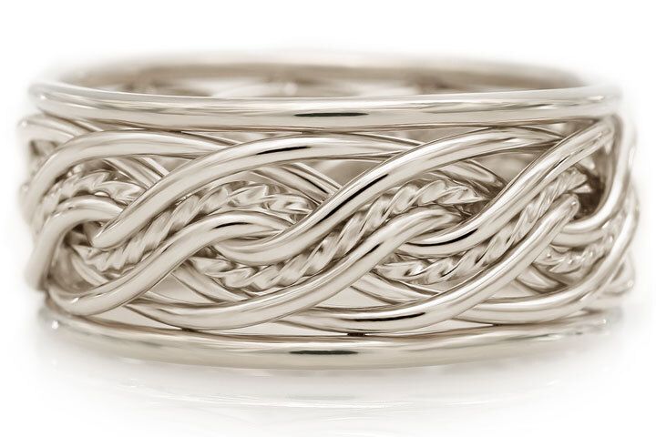 Eight Strand Double Weave with Outer Bands in Platinum, Outer Band Style: Round Outer Bands