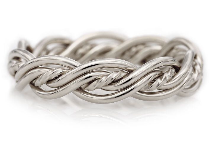 Five Strand Twist Weave Ring in Platinum, Braid Width: Classic (~5.8mm)
