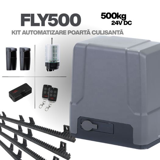 Kit automatizare poartă culisantă Smart WiFi - FLY-500 DC24V, 500 kg, 150W