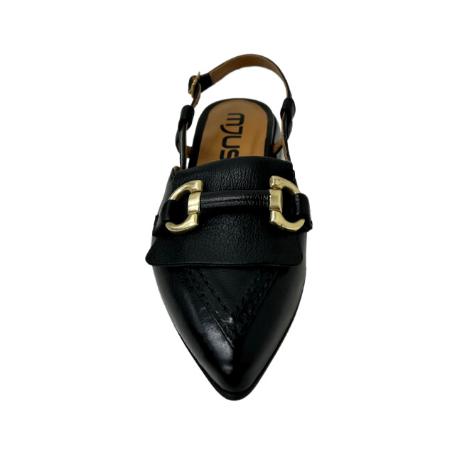 Front view of an Italian flat.  Pointed, closed toe and open back