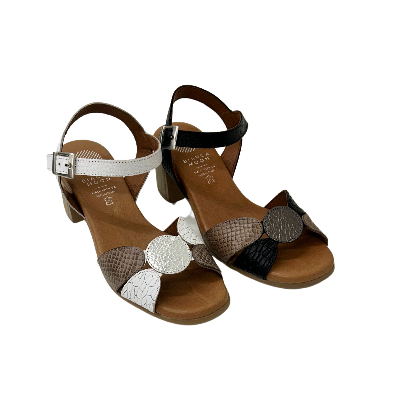 Sandal in 2 color options - white/pewter and black/pewter