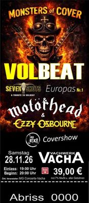 Monsters of Cover - VOLBEAT am 28.11.26 im Vachwerk in Vacha