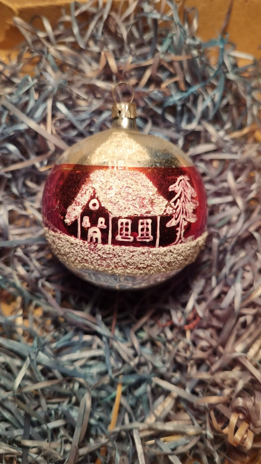 Kerstbal met huisje /Jr20,40 /6,50cm
