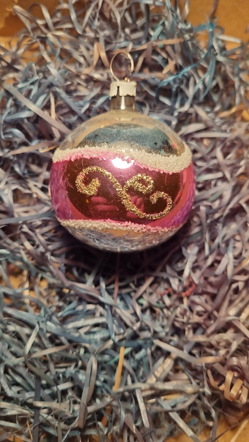 Kerstbal Zilver Roze /Jr 20,40 /6,5 Cm