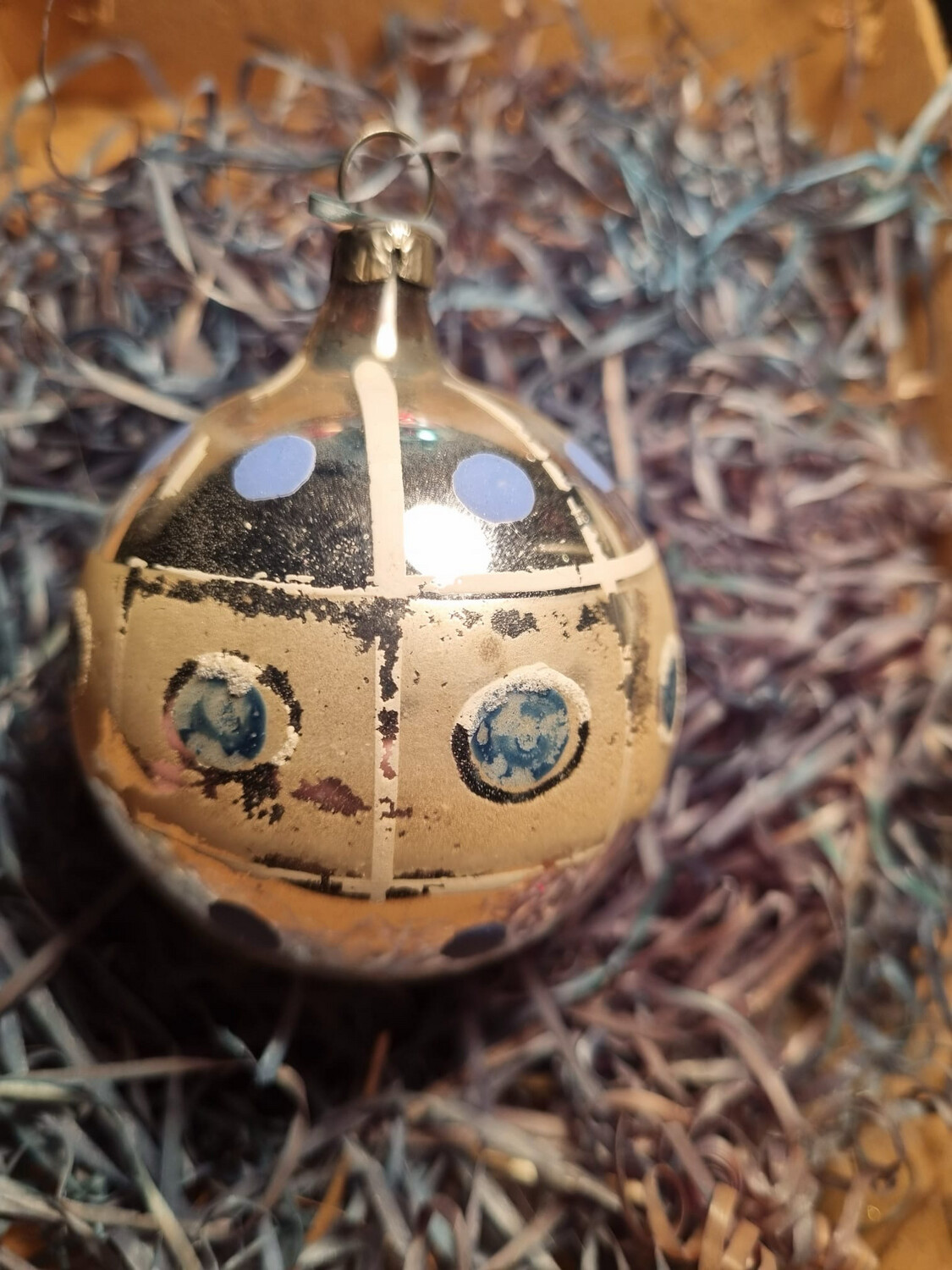 Bal zilver/blauw met stip / Jr 20,40 / 8,5cm