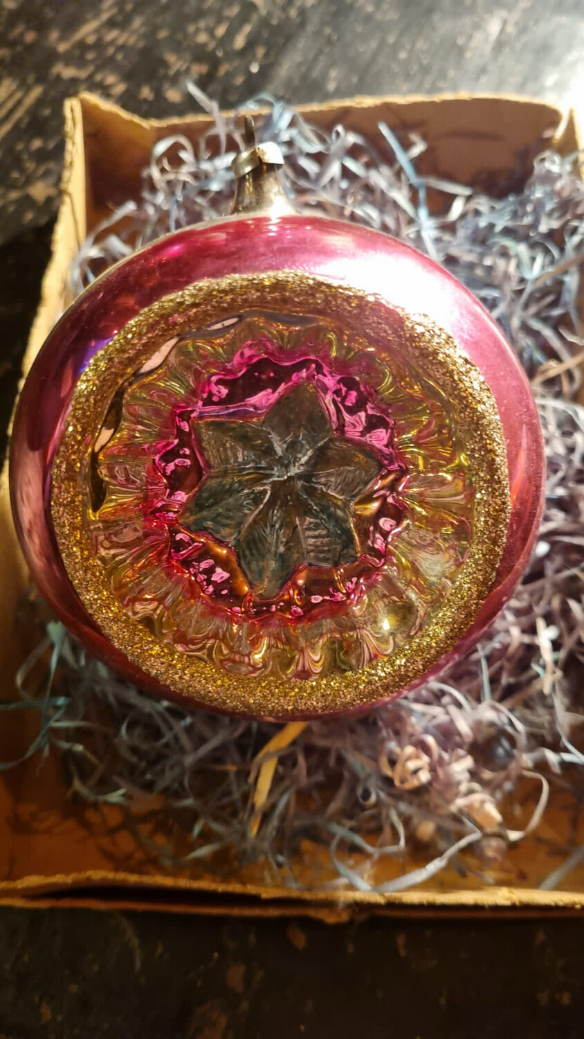 Deukbal, goud, roze, groen, achterkant zilver / Jr 20,40 / 11cm