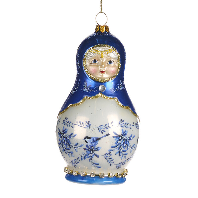 Delfst blauw matroesjka / 14,5cm