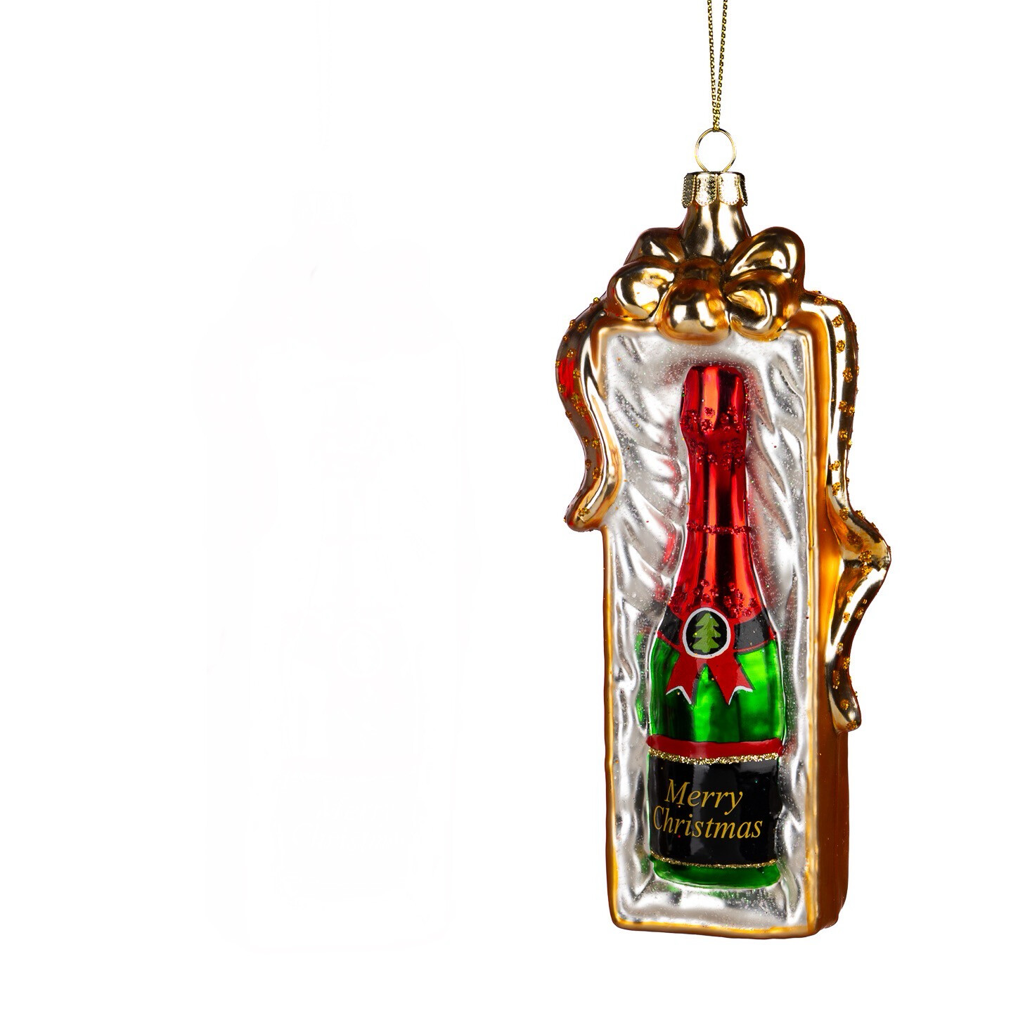 Champagne in kist rode fles / 16cm