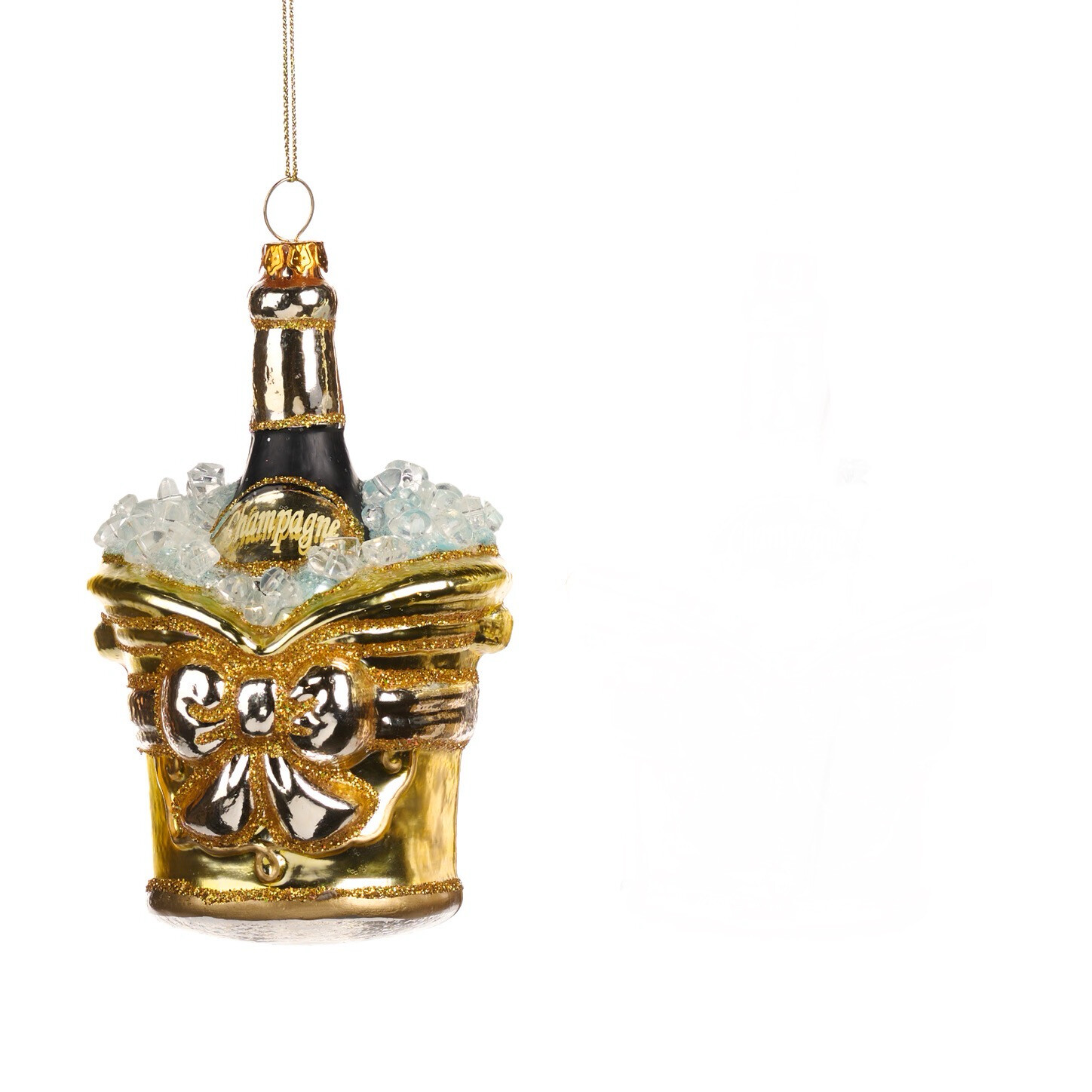 Champagne fles in koeler/ zilver / 13cm