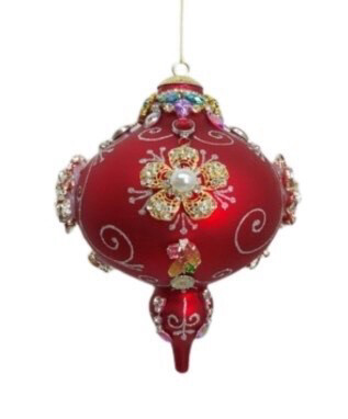 Glazen konings juweel rood  / 20cm